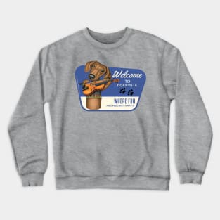 Cute Doxie Dog playing violin in Doxieville, USA Crewneck Sweatshirt